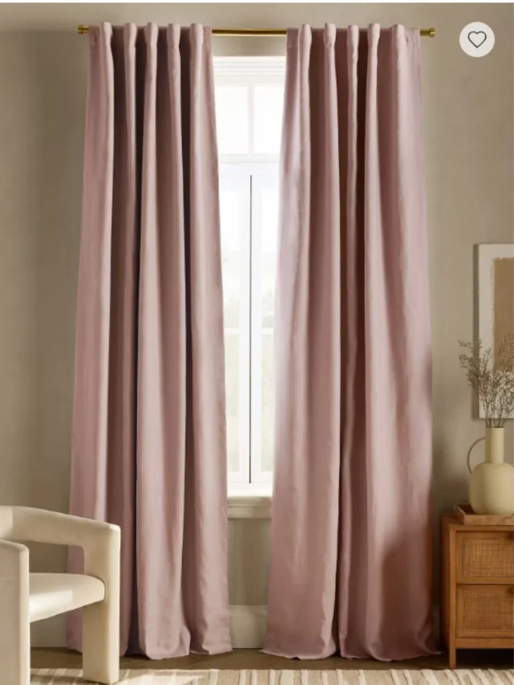 Quince European Linen Room Darkening Curtain 96x96 – Rose Quartz (107)